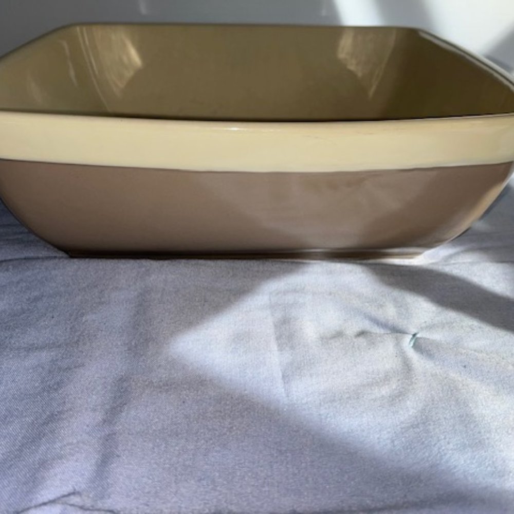 Natural Elements two Tone 3 qt square stoneware casserole dish 10 x 10 x 3